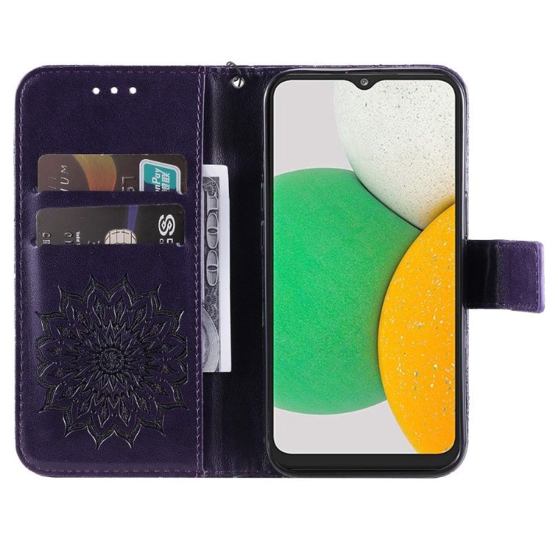 Flip Case voor Samsung Galaxy A03 Core Met Ketting Zonnebloem