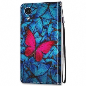 Folio-hoesje voor Samsung Galaxy A03 Core Blauwe En Roze Vlinders
