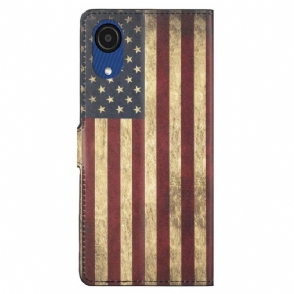 Folio-hoesje voor Samsung Galaxy A03 Core Vintage Amerikaanse Vlag