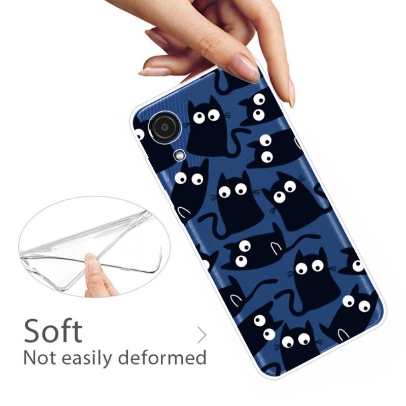 Telefoonhoesje voor Samsung Galaxy A03 Core Bescherming Zwarte Katten Illustratie