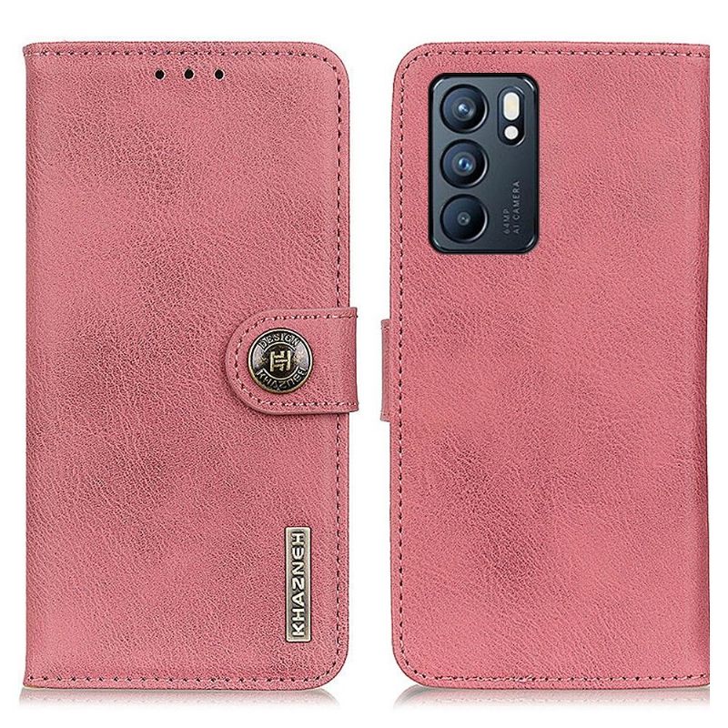 Flip Case voor Oppo Reno 6 5G Khazneh Leder Effect Kaarthouder