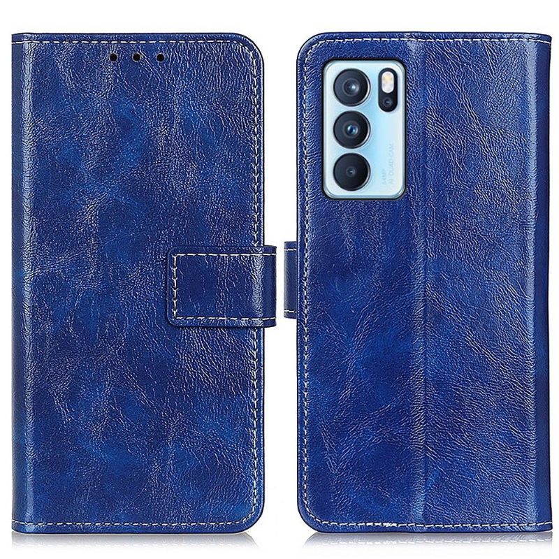 Folio-hoesje voor Oppo Reno 6 5G Luxe Stiksels Met Leereffect