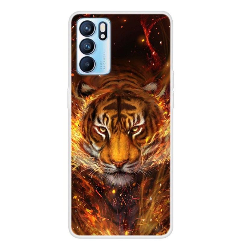 Hoesje voor Oppo Reno 6 5G Vuurtijger