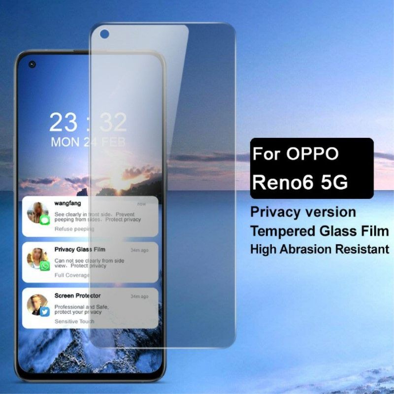 Oppo Reno 6 5G Screenprotector Van Gehard Glas En Privacyfilter