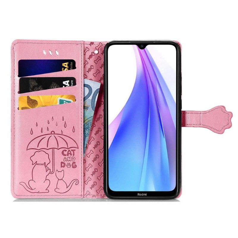 Flip Case voor Xiaomi Redmi Note 8T Ledereffect Met Dierenreliëf