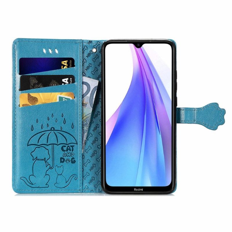 Flip Case voor Xiaomi Redmi Note 8T Ledereffect Met Dierenreliëf