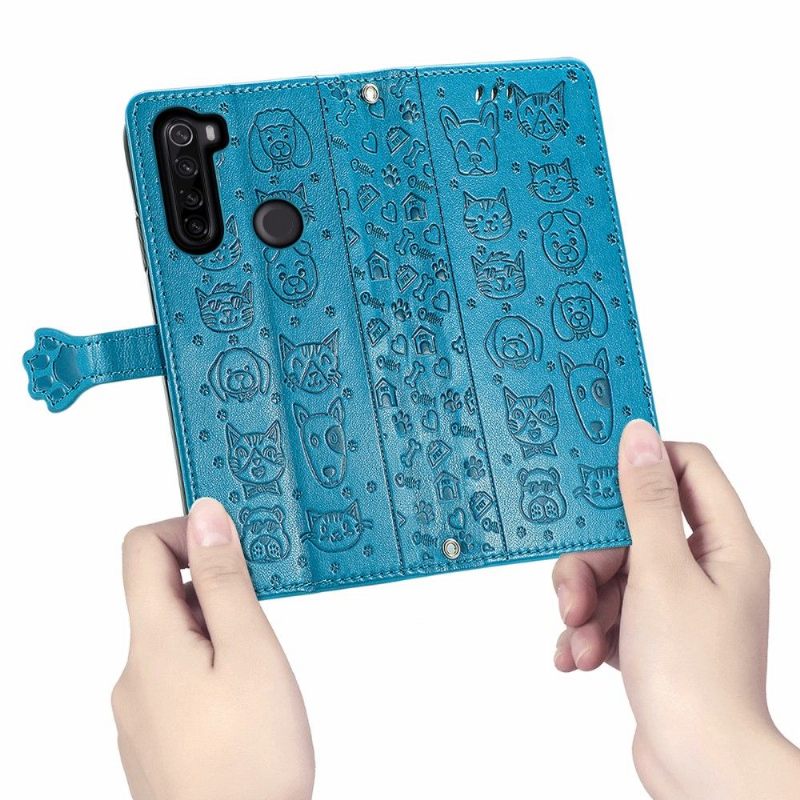 Flip Case voor Xiaomi Redmi Note 8T Ledereffect Met Dierenreliëf