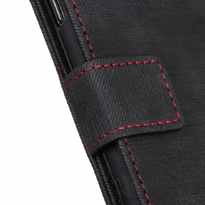 Flip Case voor Xiaomi Redmi Note 8T Stoffen Bekleding Met Naden