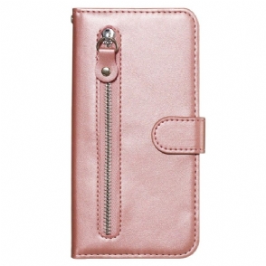 Folio-hoesje voor Xiaomi Redmi Note 8T Ritsvak Ledereffect - Rose Goud