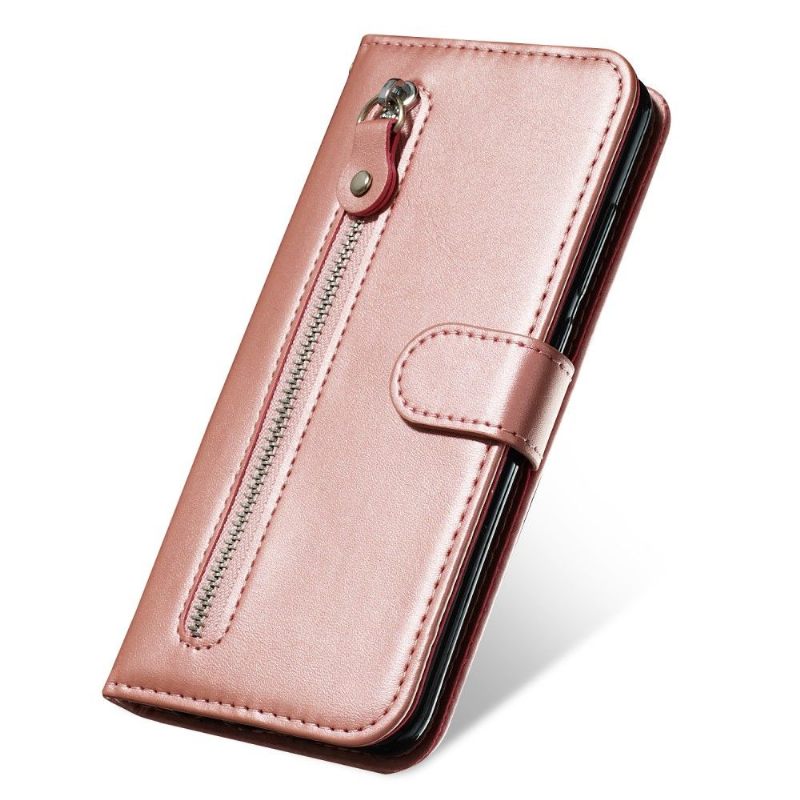 Folio-hoesje voor Xiaomi Redmi Note 8T Ritsvak Ledereffect - Rose Goud