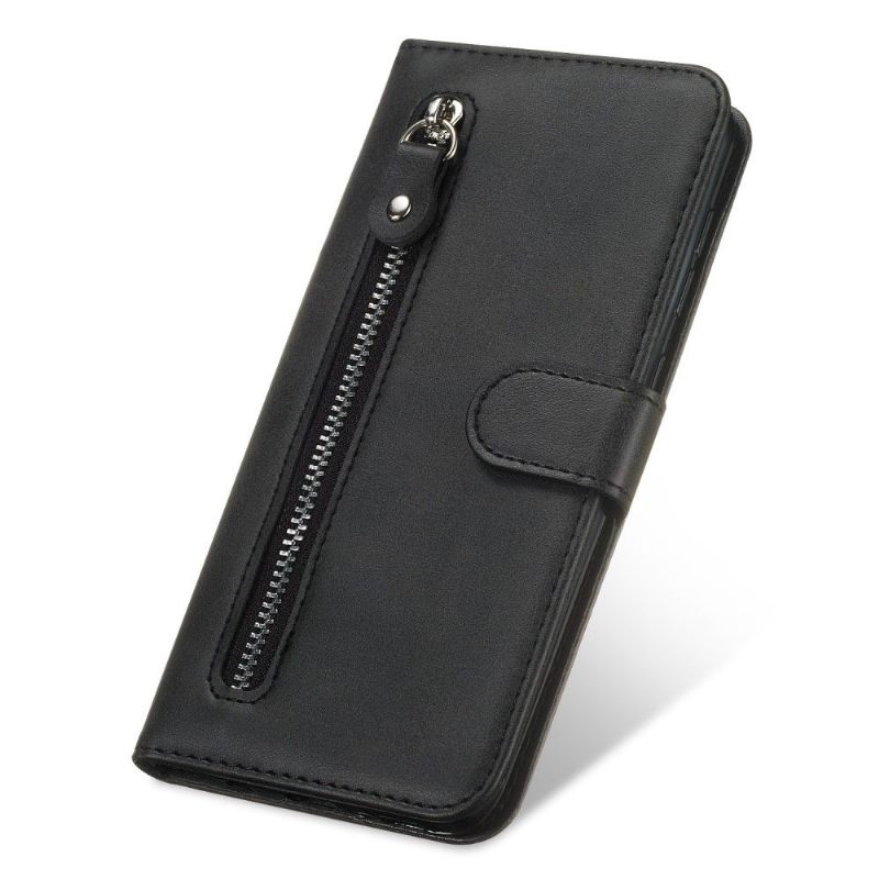 Folio-hoesje voor Xiaomi Redmi Note 8T Ritsvak Met Leereffect - Zwart