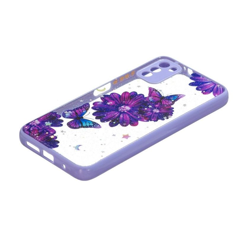 Telefoonhoesje voor Poco M3 Paarse Bloemen En Vlinders