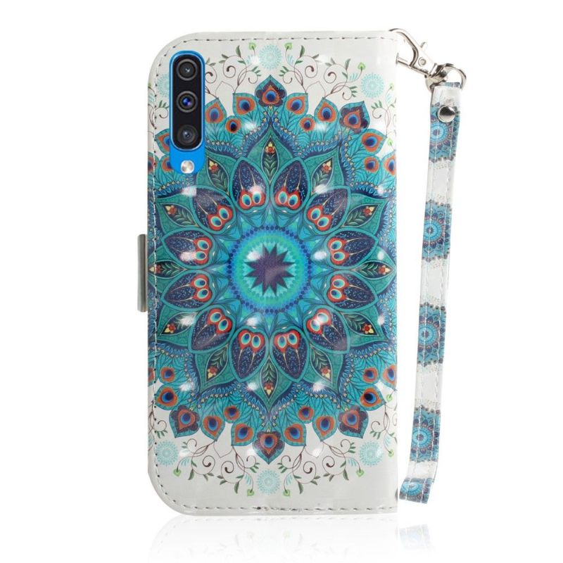 Cover voor Samsung Galaxy A50 Met Ketting Kleurrijke Mandala