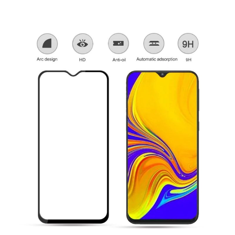 Samsung Galaxy A50 - Schermbeschermer Van Gehard Glas Op Ware Grootte - Zwart