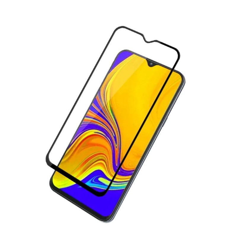 Samsung Galaxy A50 - Schermbeschermer Van Gehard Glas Op Ware Grootte - Zwart