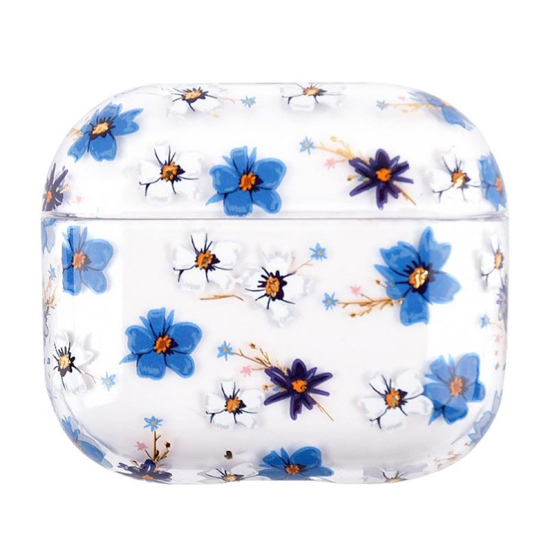 3 Airpods-Hoesje Met Witte En Blauwe Bloemen