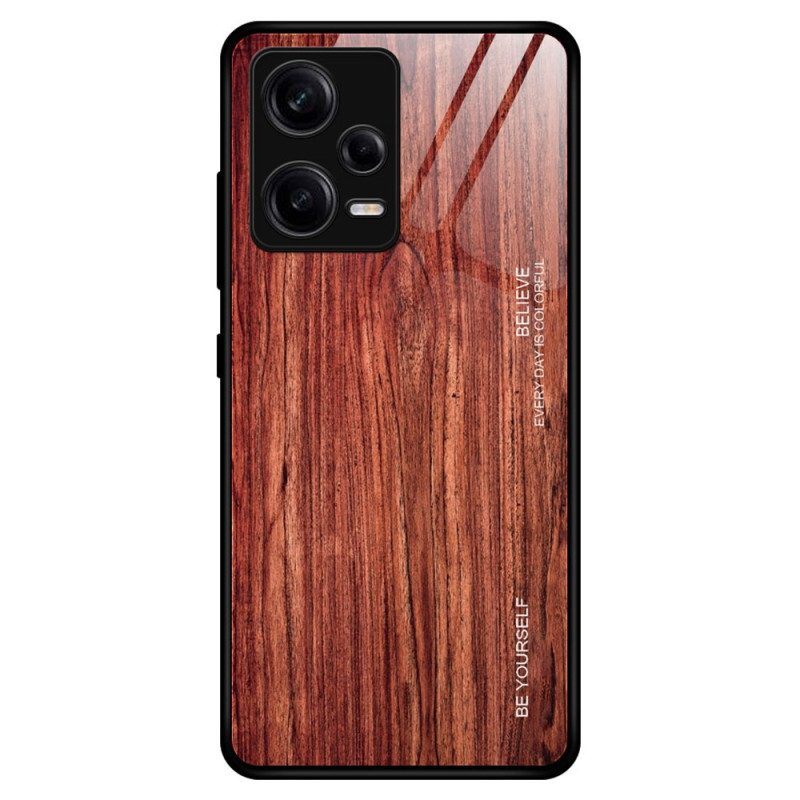 Hoesje voor Poco X5 Pro 5G Houtdesign Gehard Glas