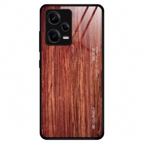 Hoesje voor Poco X5 Pro 5G Houtdesign Gehard Glas