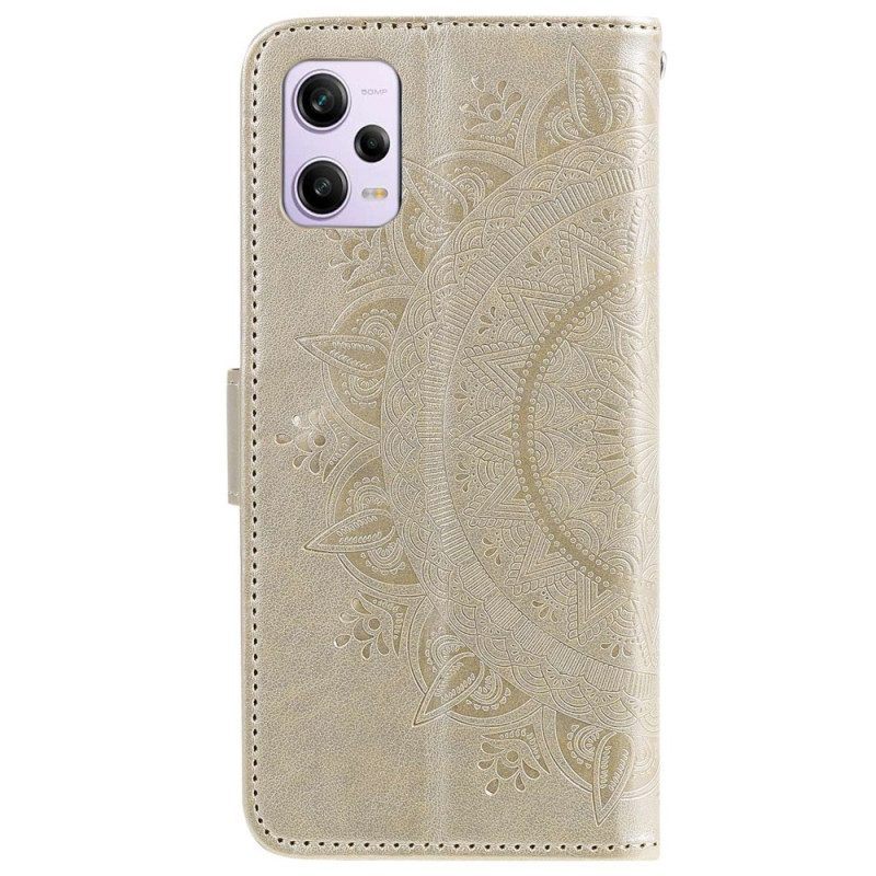 Leren Hoesje voor Poco X5 Pro 5G Mandala Zon Met Lanyard