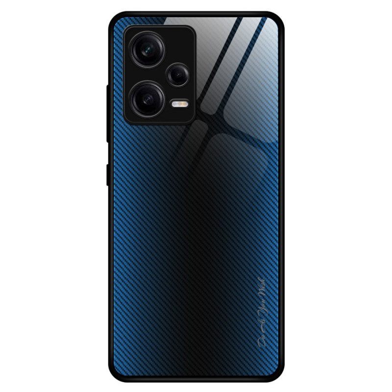 Telefoonhoesje voor Poco X5 Pro 5G Koolstofvezel Gehard Glas