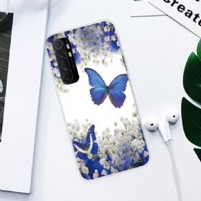 Hoesje voor Xiaomi Mi Note 10 Lite Blauwe Bloemen En Vlinders