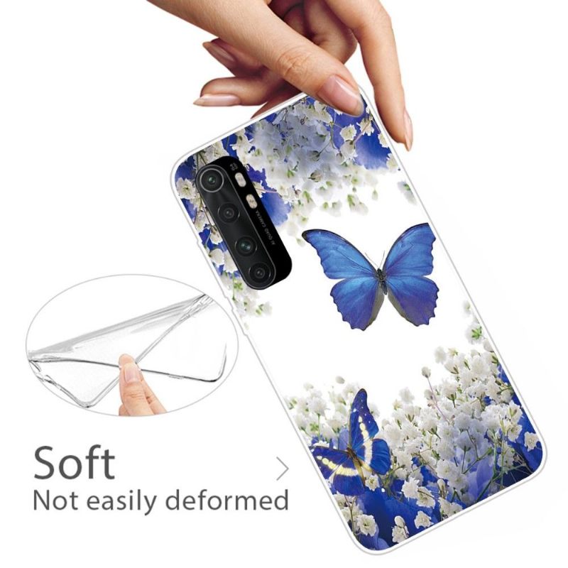 Hoesje voor Xiaomi Mi Note 10 Lite Blauwe Bloemen En Vlinders