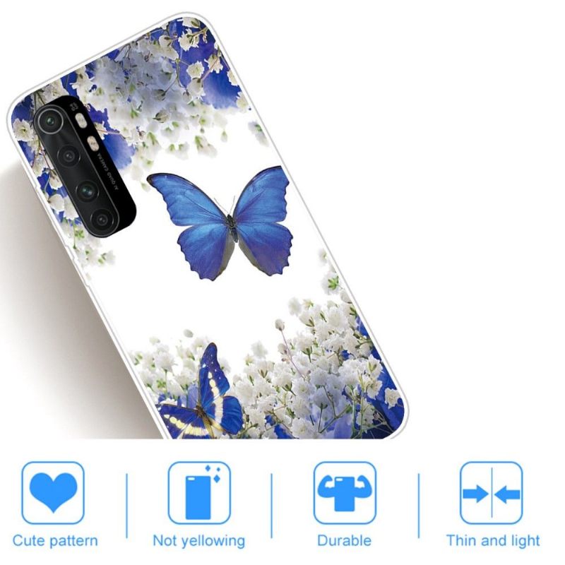 Hoesje voor Xiaomi Mi Note 10 Lite Blauwe Bloemen En Vlinders