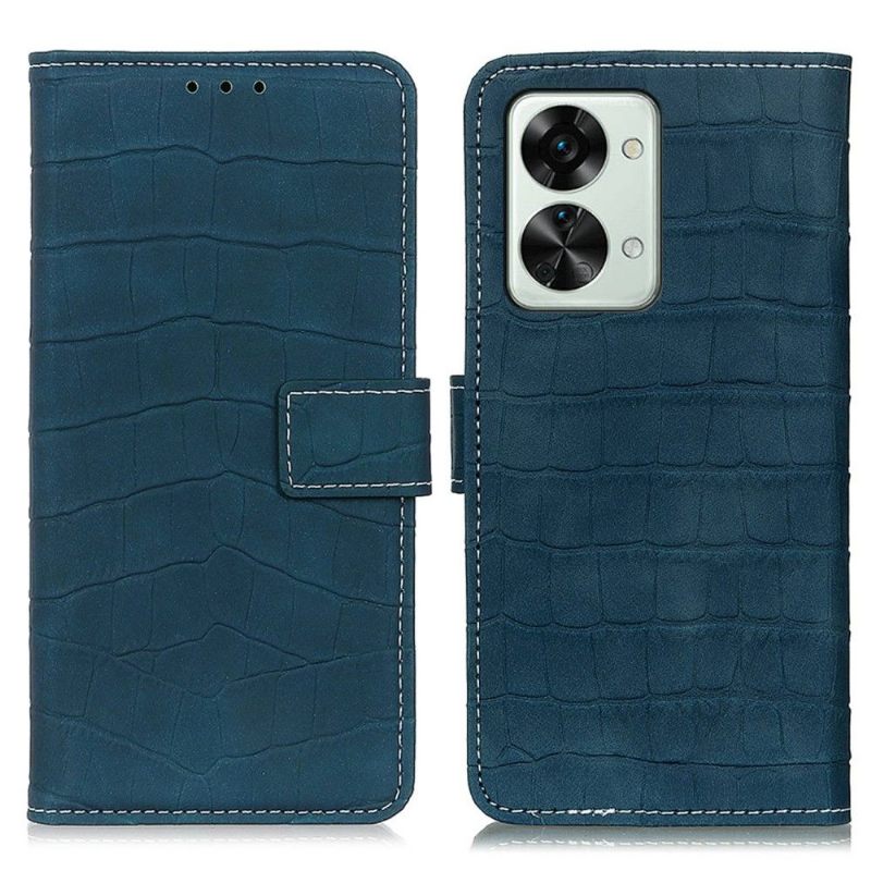 Folio-hoesje voor OnePlus Nord 2T 5G Croco-look Stiksels