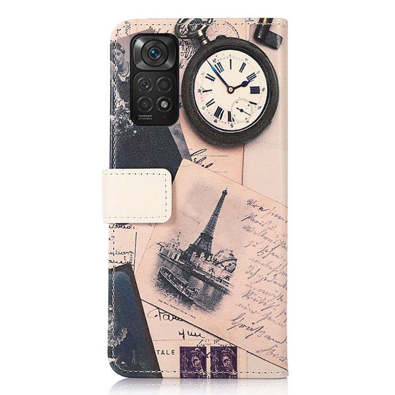 Flip Case voor Xiaomi Redmi Note 11 / Note 11S Eiffeltoren En Letter