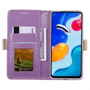 Flip Case voor Xiaomi Redmi Note 11 / Note 11S Leereffect Bloemenkant