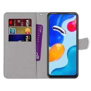 Folio-hoesje voor Xiaomi Redmi Note 11 / Note 11S Blauwe En Roze Vlinders