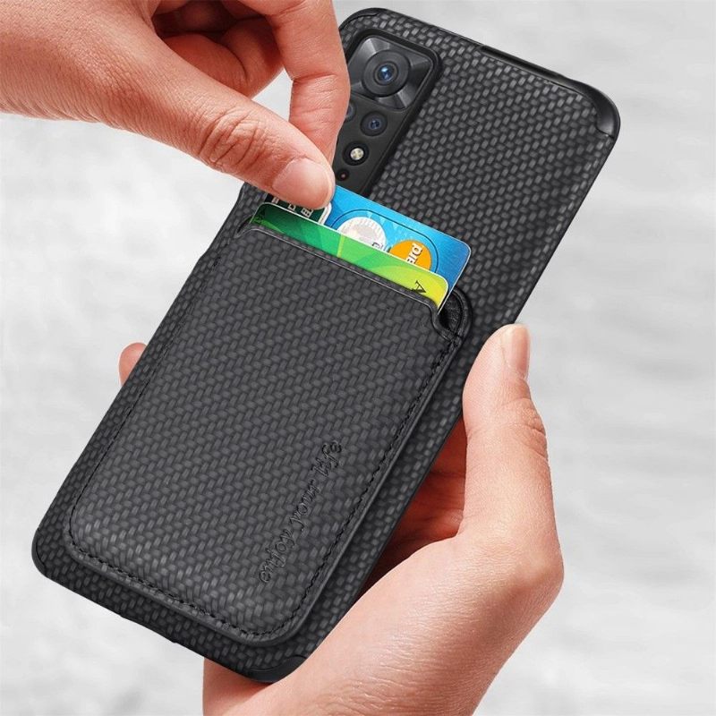 Hoesje voor Xiaomi Redmi Note 11 / Note 11S Afneembare Kaarthouder Van Koolstofvezel