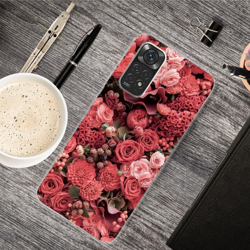 Hoesje voor Xiaomi Redmi Note 11 / Note 11S Anti-fall Rode Bloem