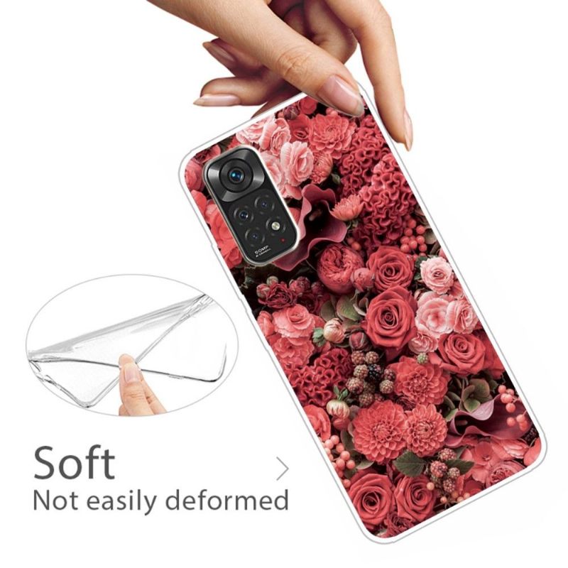 Hoesje voor Xiaomi Redmi Note 11 / Note 11S Anti-fall Rode Bloem