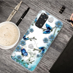 Hoesje voor Xiaomi Redmi Note 11 / Note 11S Blauwe Vlinders En Bloemen