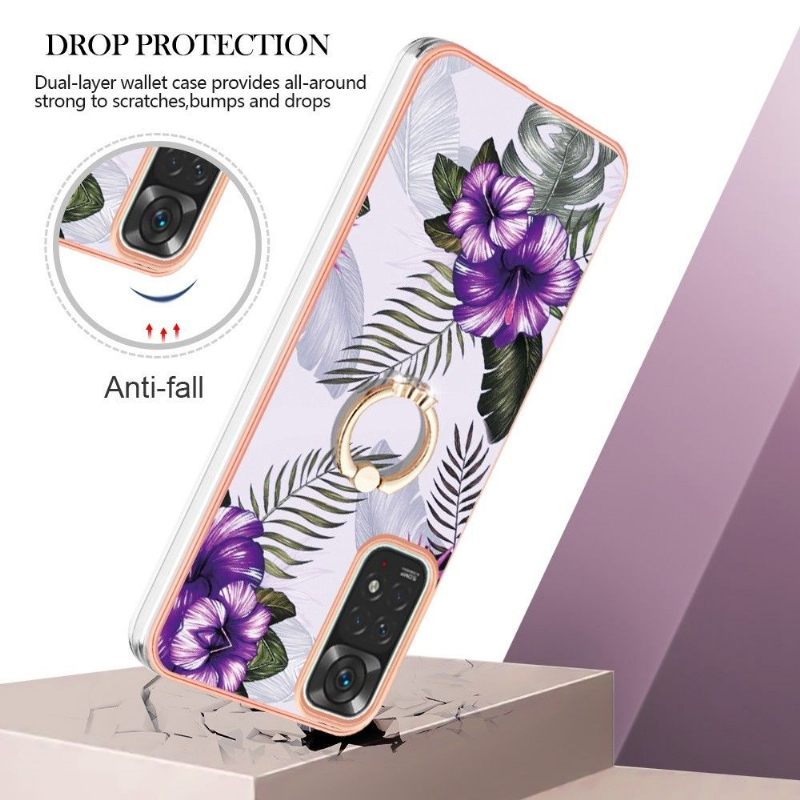 Hoesje voor Xiaomi Redmi Note 11 / Note 11S Exotische Bloemen Met Ring