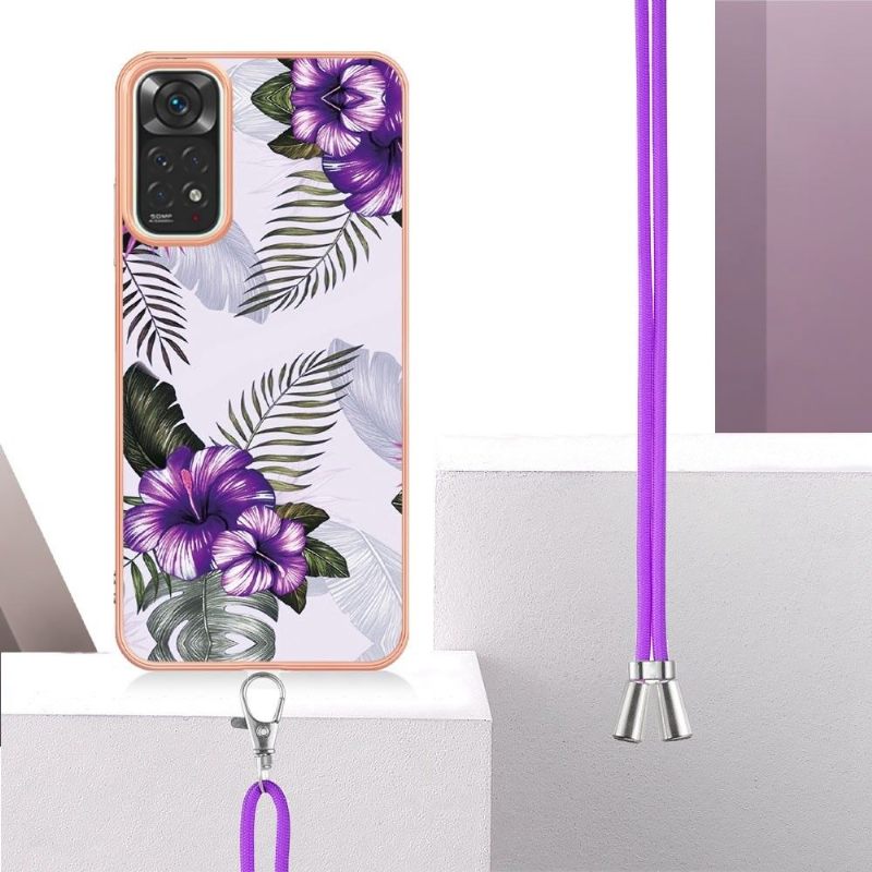 Hoesje voor Xiaomi Redmi Note 11 / Note 11S Met Koord Exotische Bloemen