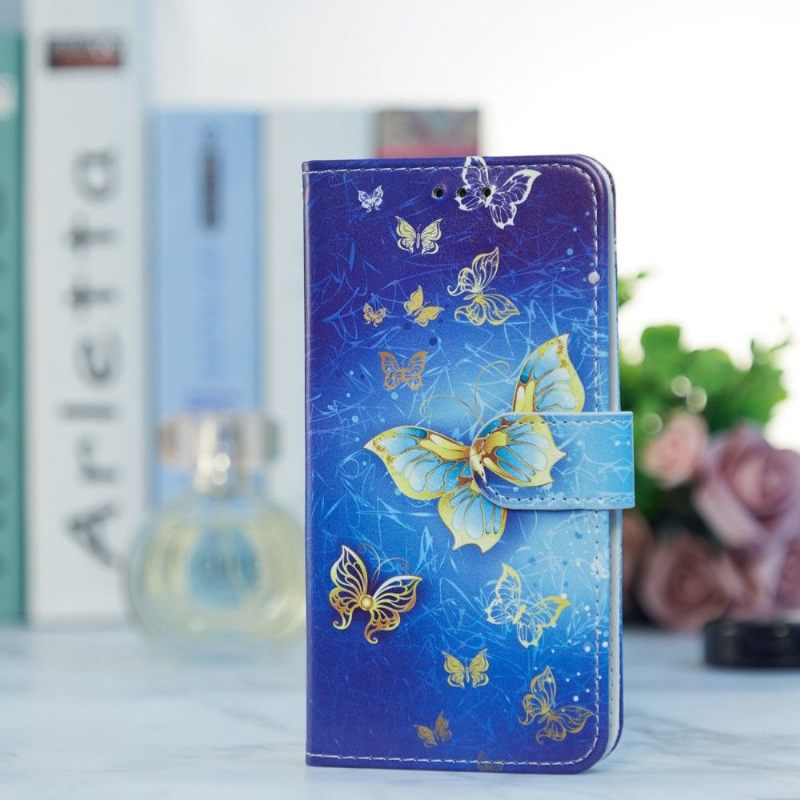 Leren Hoesje voor Xiaomi Redmi Note 11 / Note 11S Bescherming Gouden Vlinder