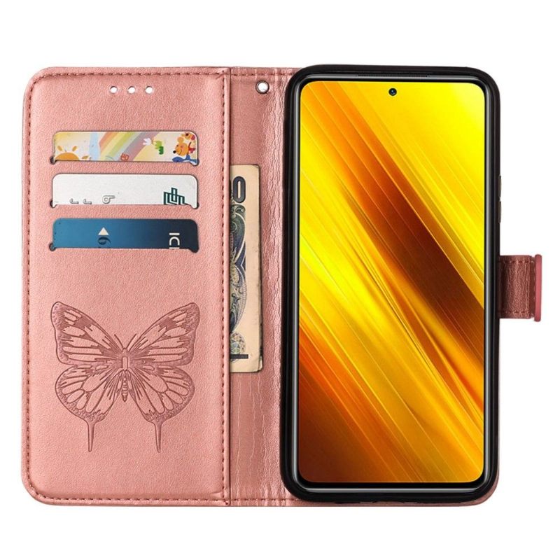 Leren Hoesje voor Xiaomi Redmi Note 11 / Note 11S Bescherming Vlinder Bloem Kaarthouder