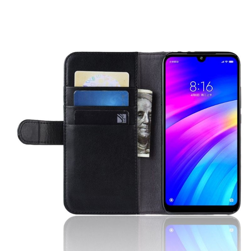 Cover voor Xiaomi Redmi 7 Anti-fall Premium Lederen Kaarthouder - Zwart