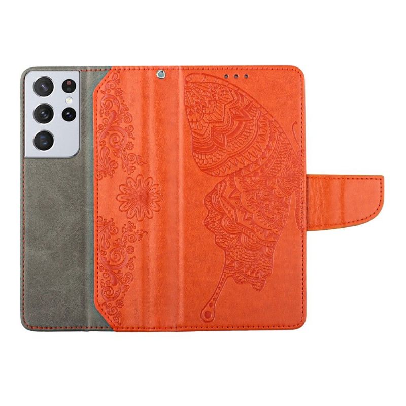 Cover voor Samsung Galaxy S21 Ultra 5G Folio-hoesje Vlinder