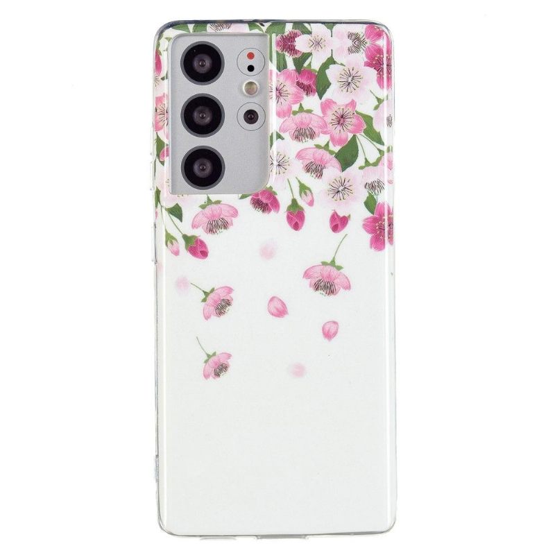 Hoesje voor Samsung Galaxy S21 Ultra 5G Anti-fall Fluorescerende Bloemen