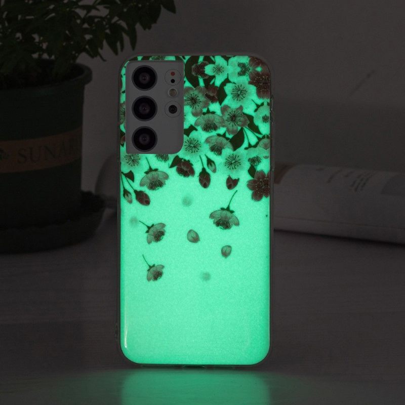 Hoesje voor Samsung Galaxy S21 Ultra 5G Anti-fall Fluorescerende Bloemen