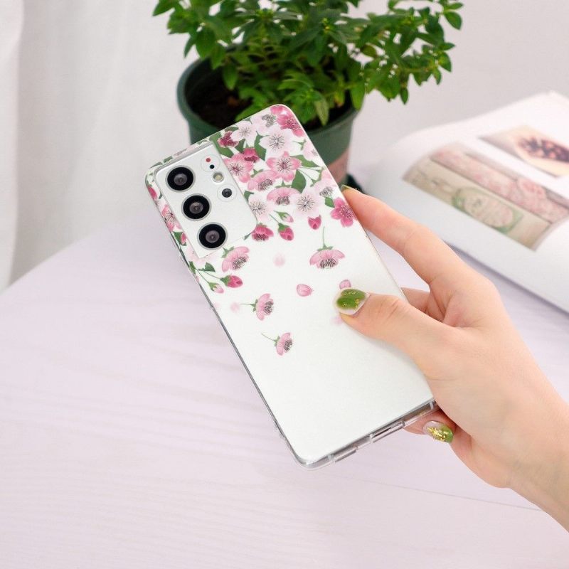 Hoesje voor Samsung Galaxy S21 Ultra 5G Anti-fall Fluorescerende Bloemen