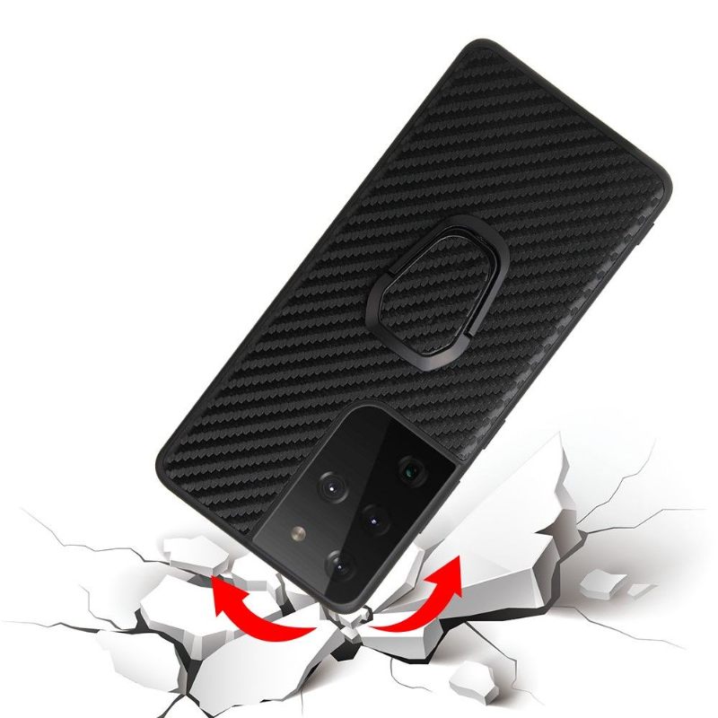 Hoesje voor Samsung Galaxy S21 Ultra 5G Anti-fall Koolstofvezelring