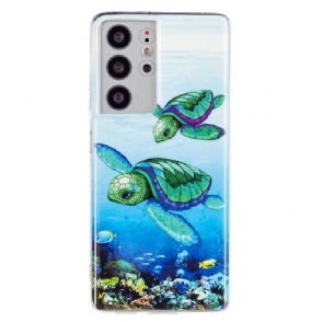 Hoesje voor Samsung Galaxy S21 Ultra 5G Fluorescerende Schildpadden