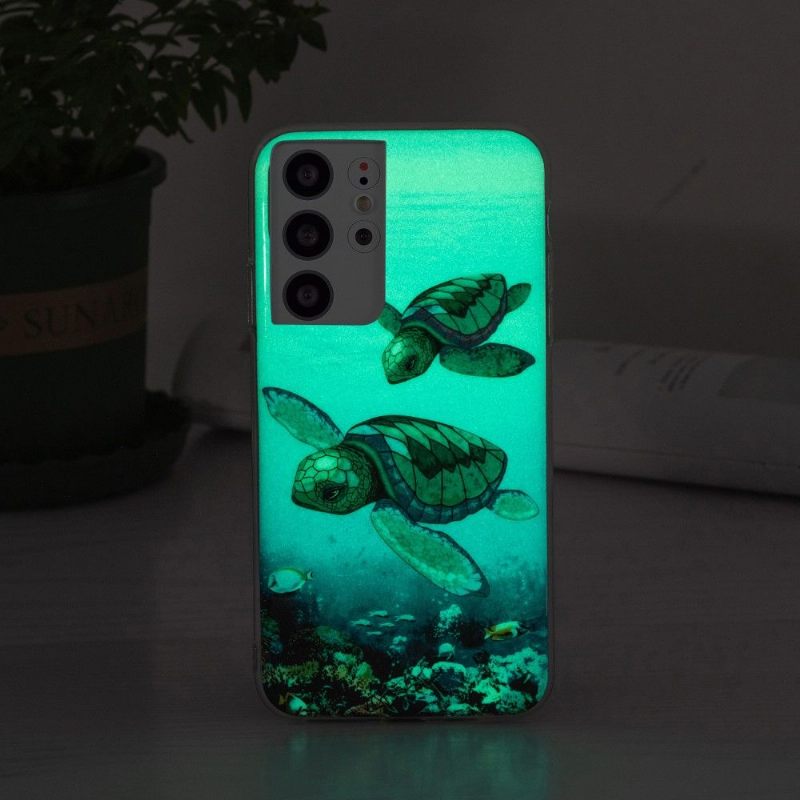 Hoesje voor Samsung Galaxy S21 Ultra 5G Fluorescerende Schildpadden