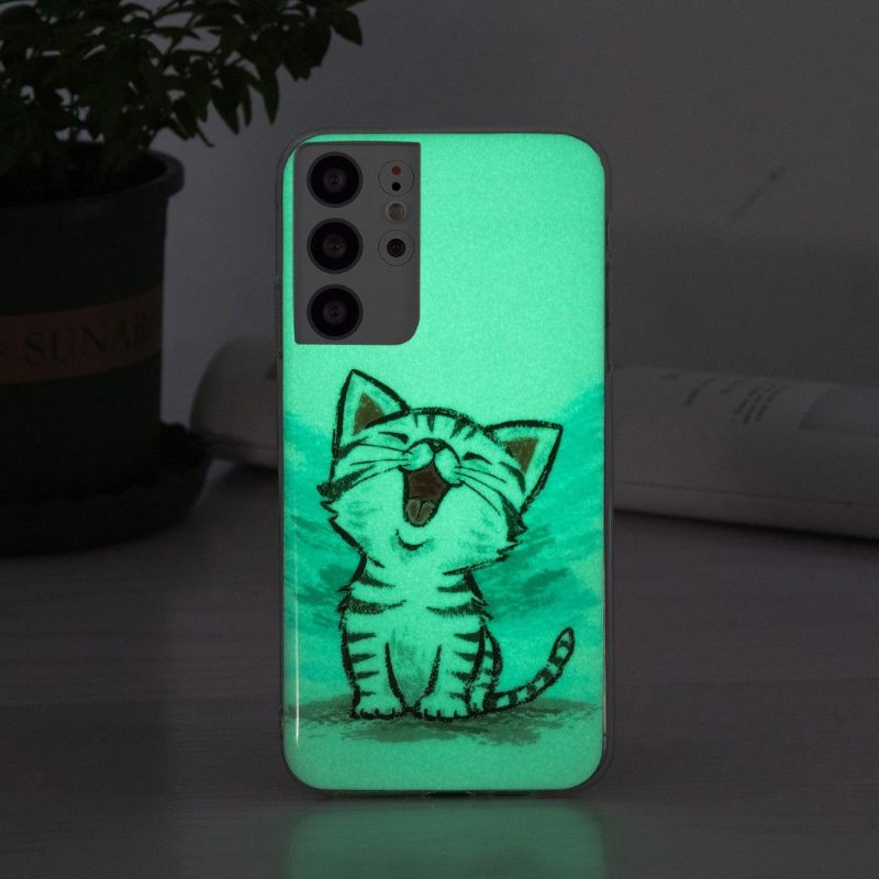 Telefoonhoesje voor Samsung Galaxy S21 Ultra 5G Fluorescerende Chatinhoud