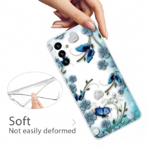 Hoesje voor Samsung Galaxy A13 5G Blauwe Vlinders En Bloemen