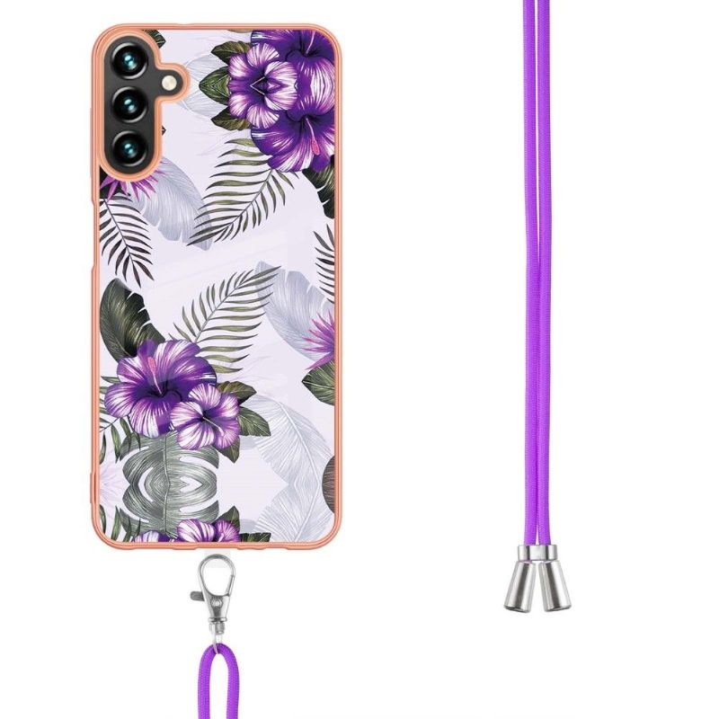 Hoesje voor Samsung Galaxy A13 5G Met Koord Exotische Bloemen